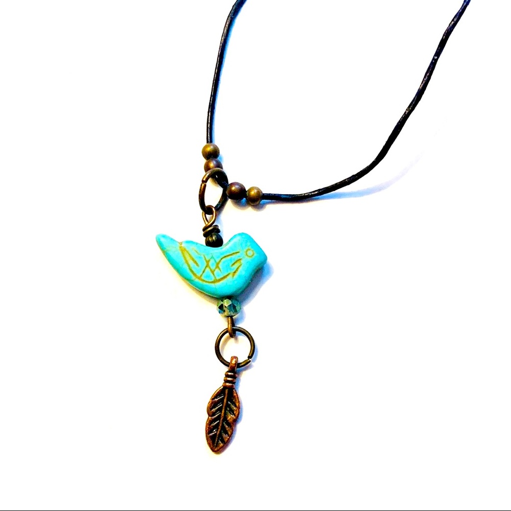 Handmade The Little Blue Singer Aqua Blue Bird Necklace